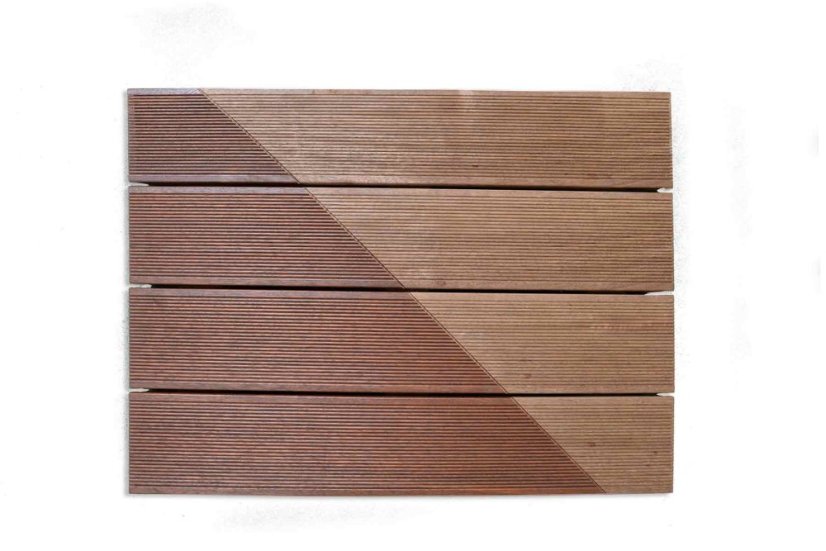 Terasové prkno - Merbau, jemná / hrubá drážka, 25x145 mm - Délka: 1000 mm