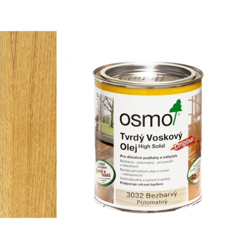 3032 OSMO Tvrdý voskový olej hedvábný polomatný (3L za cenu 2,5L)