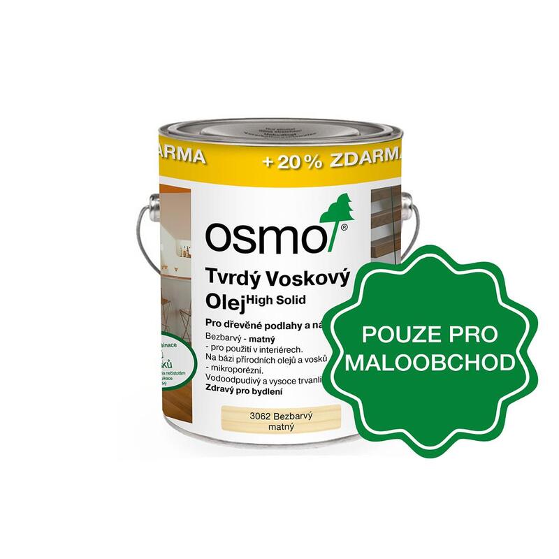 3062 Tvrdý voskový olej hedvábný matný (3L za cenu 2,5L) + míchátko zdarma